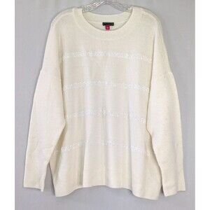 Vince Camuto Crew Neck Sequin Stripe Sweater Size L